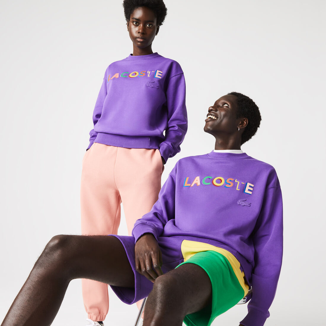 Unisex Lacoste L!VE Loose Fit Embroidered Fleece Sweatshirt