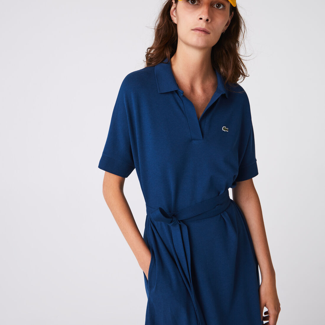 Women's Loose Fit V-neck Piqué Polo Dress Women's Loose Fit V-neck Piqué Polo Dress
