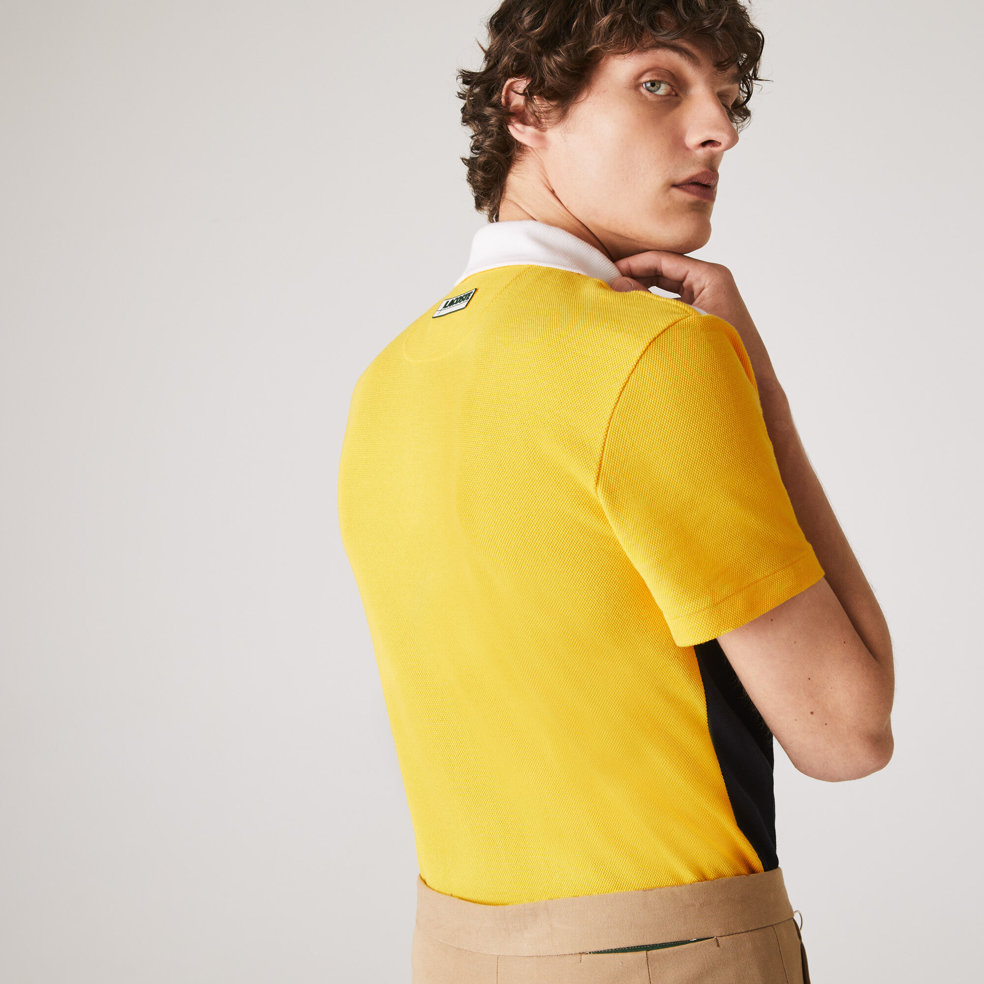 Men's Lacoste Regular Fit Geometric Colourblock Piqué Polo Shirt
