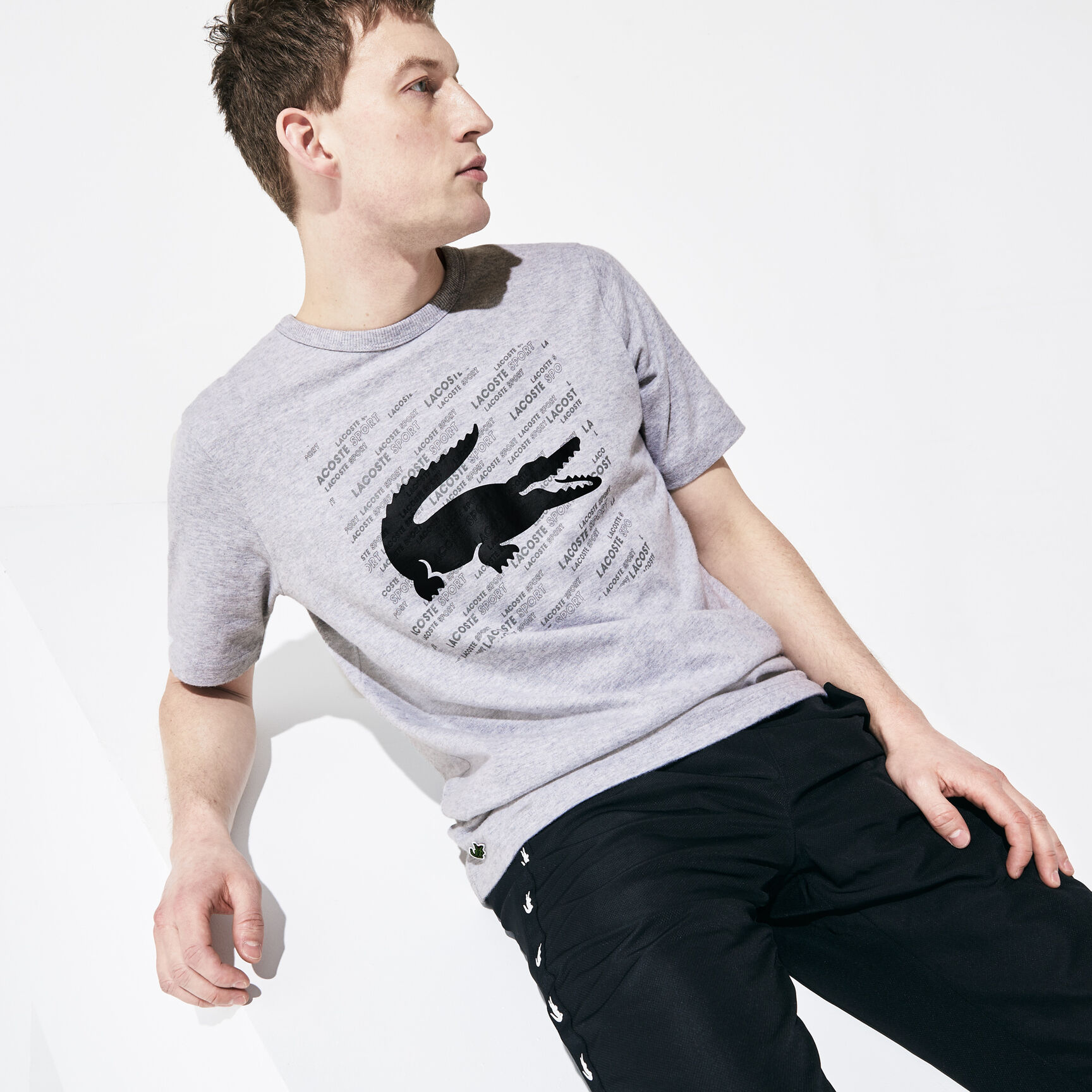 Men's Lacoste SPORT Reflective Crocodile Print Cotton T-shirt