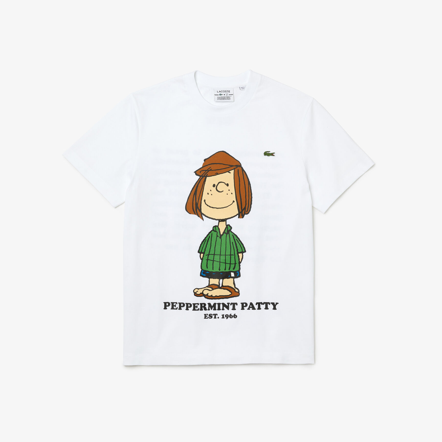 تيشيرت رجالي من القطن العضوي بياقة مستديرة من Lacoste x Peanuts