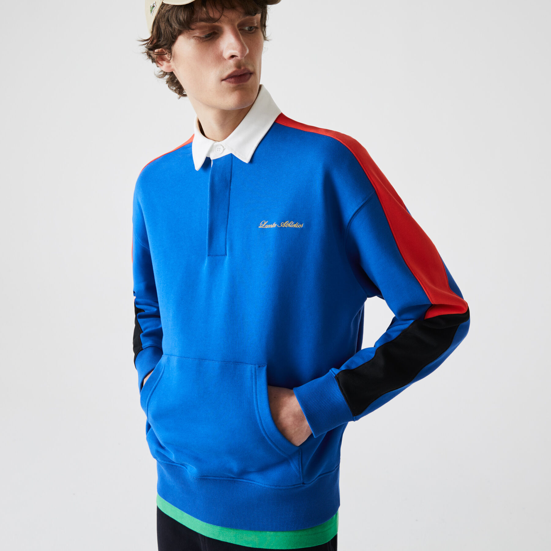 men s lacoste live colourblock fleece polo shirt sweatshirt