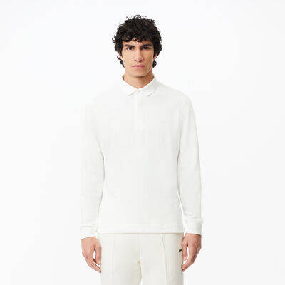 تيشيرت بولو مطاطي بقصة كلاسيكية وأكمام طويلة للرجال مجموعة Lacoste Paris