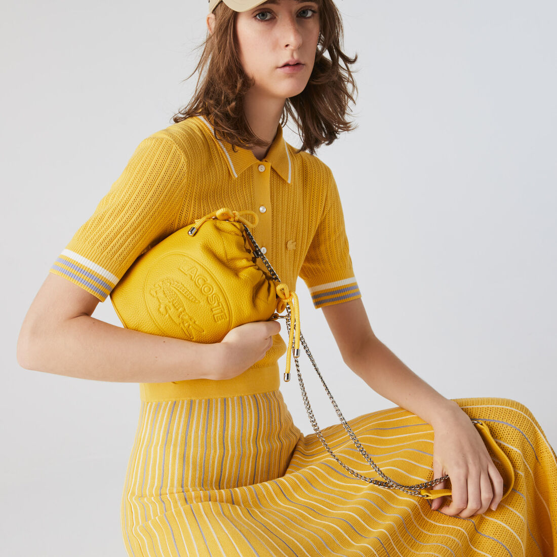 حقيبة بوكيت من الجلد المحبب مجموعة Croco Crew للنساء