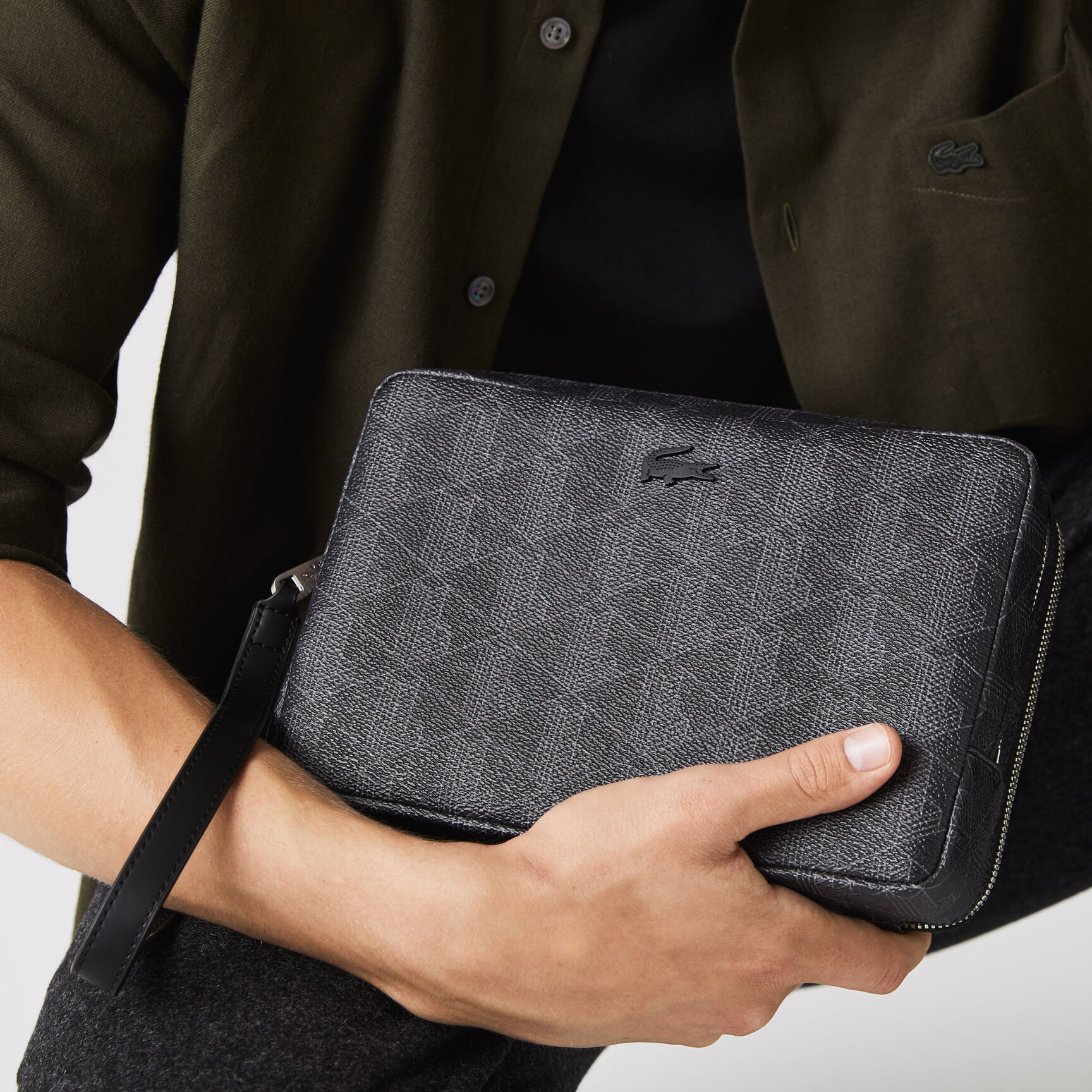 حقيبة يد رجالية من قماش الكانفاس بسحاب