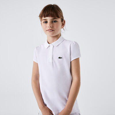 Girls' Lacoste Scalloped Collar Mini Piqué Polo Shirt