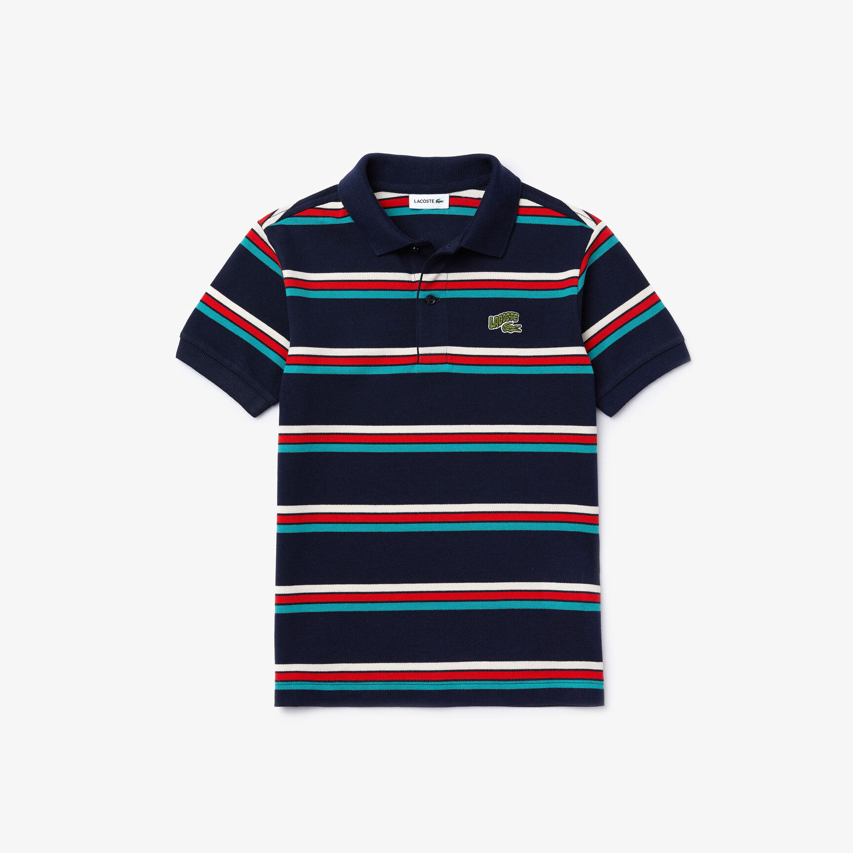 Boys' Lacoste Badge Striped Cotton Piqué Polo Shirt Boys' Lacoste Badge Striped Cotton Piqué Polo Shirt