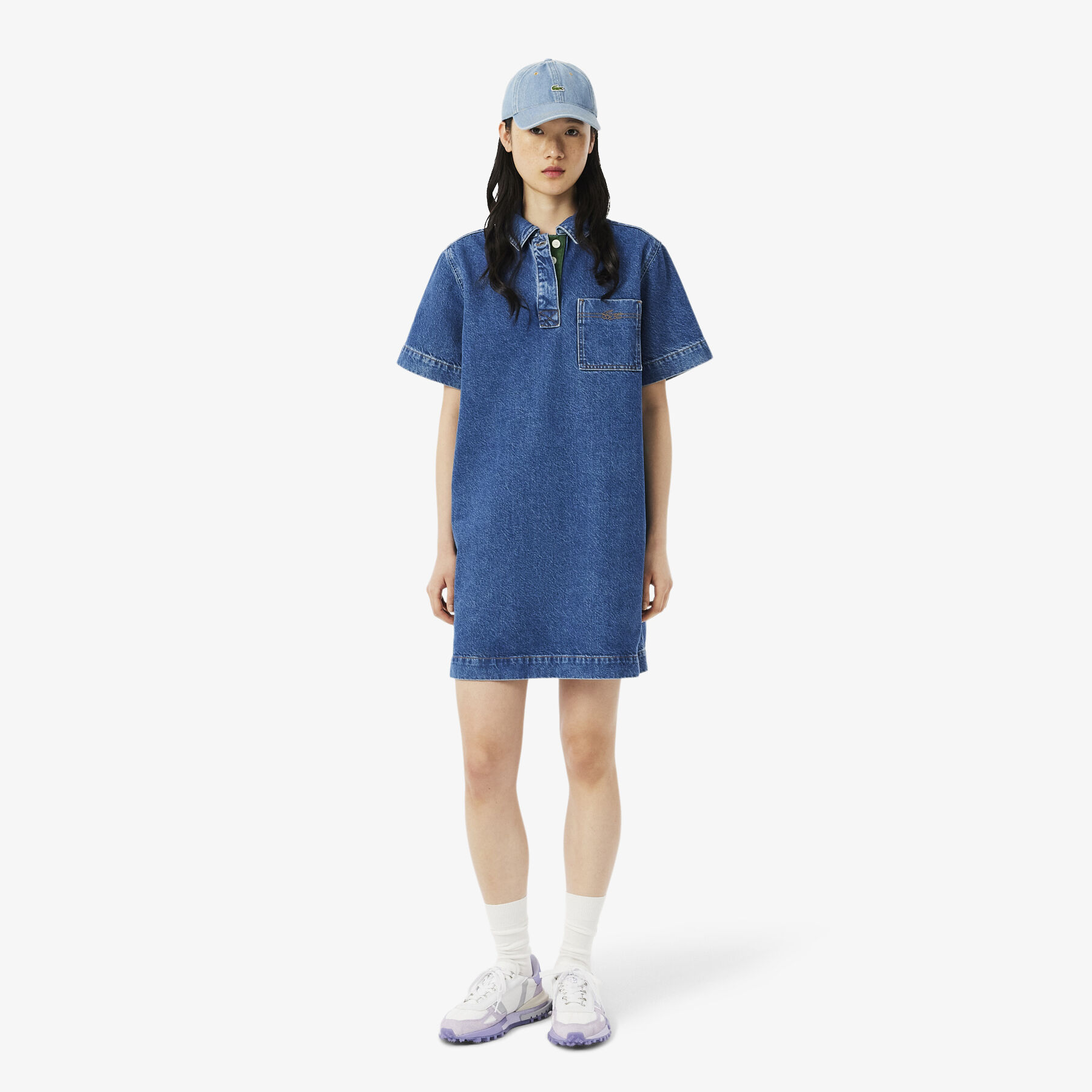 lacoste oversized cotton denim dress