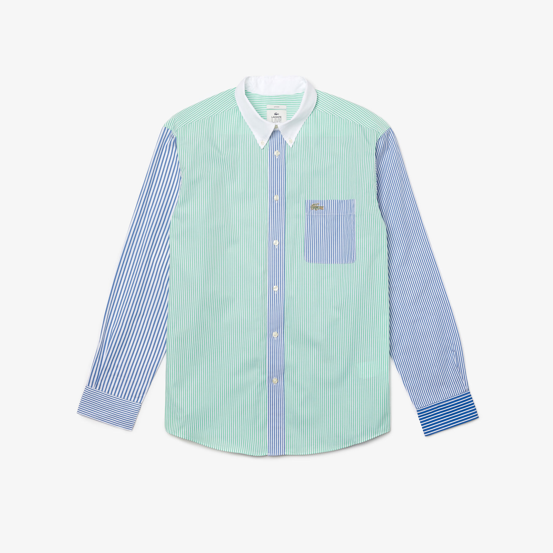 unisex lacoste live relaxed fit striped cotton shirt