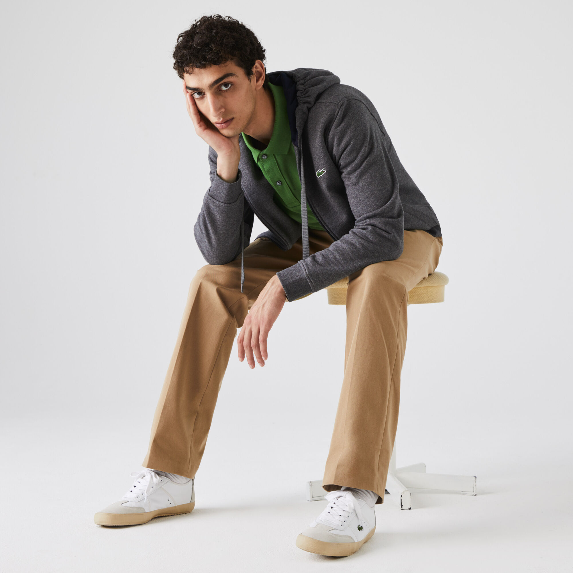 Men's lacoste sport tennis outlet hooded zippered sweatshirt in fleece