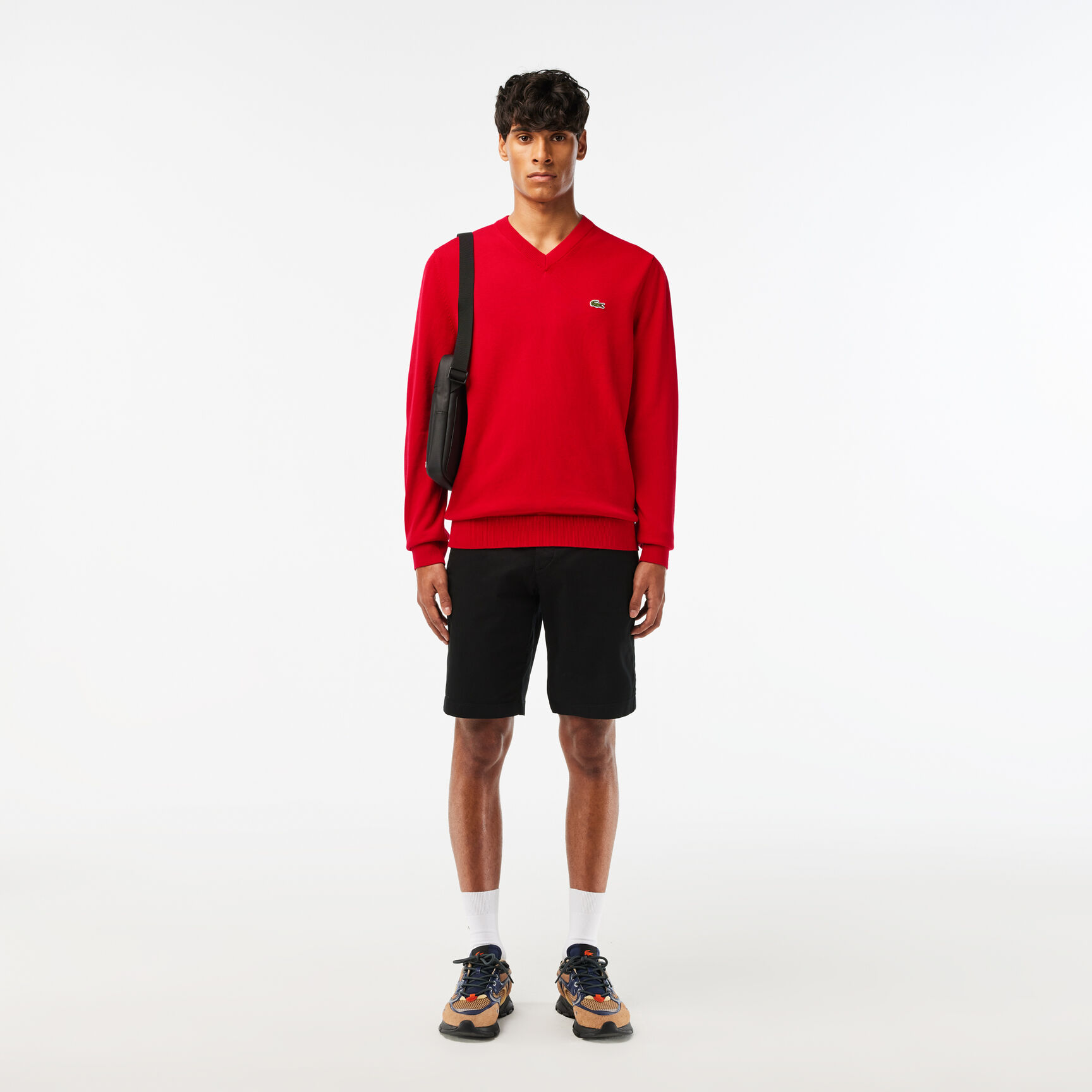 Monochrome Cotton V-neck Sweater