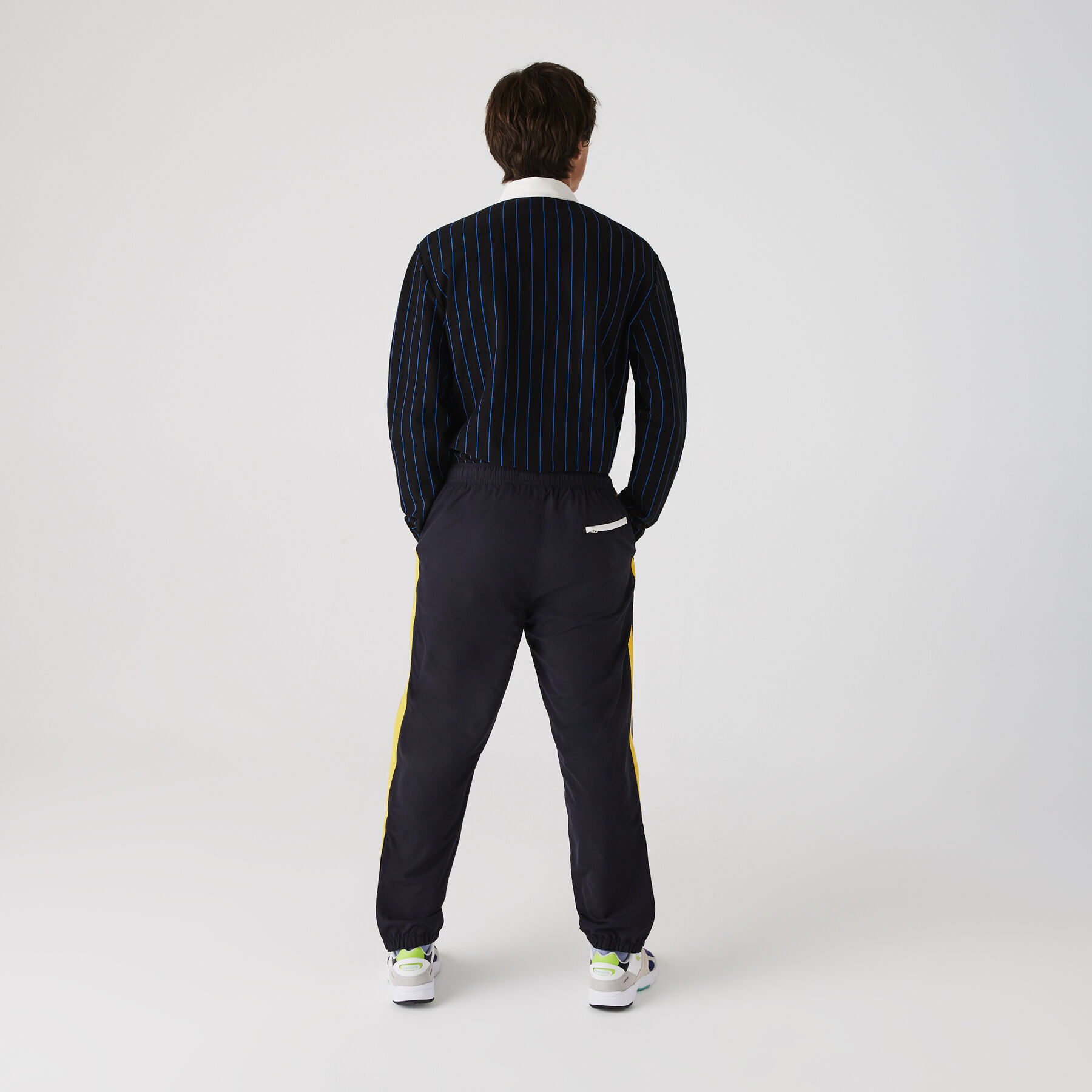 lacoste men s contrast striped water repellant tracksuit pants
