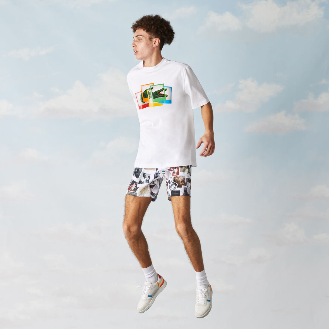 Unisex Lacoste LIVE Polaroid Collaboration Loose Fit Cotton T-shirt Unisex Lacoste LIVE Polaroid Collaboration Loose Fit Cotton T-shirt