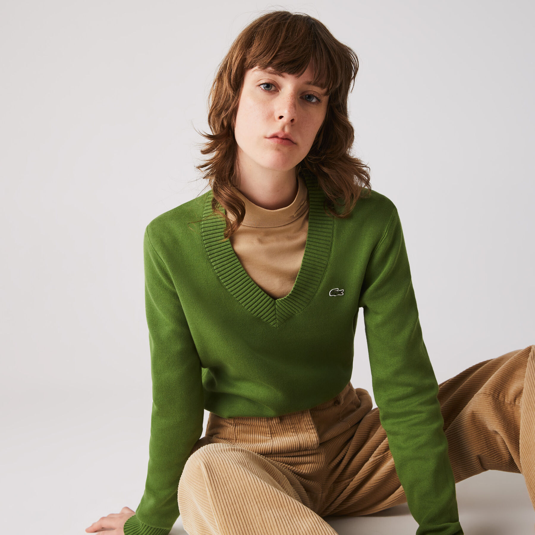 Women's V-neck Organic Cotton Sweater lacoste women s v neck organic cotton sweater
