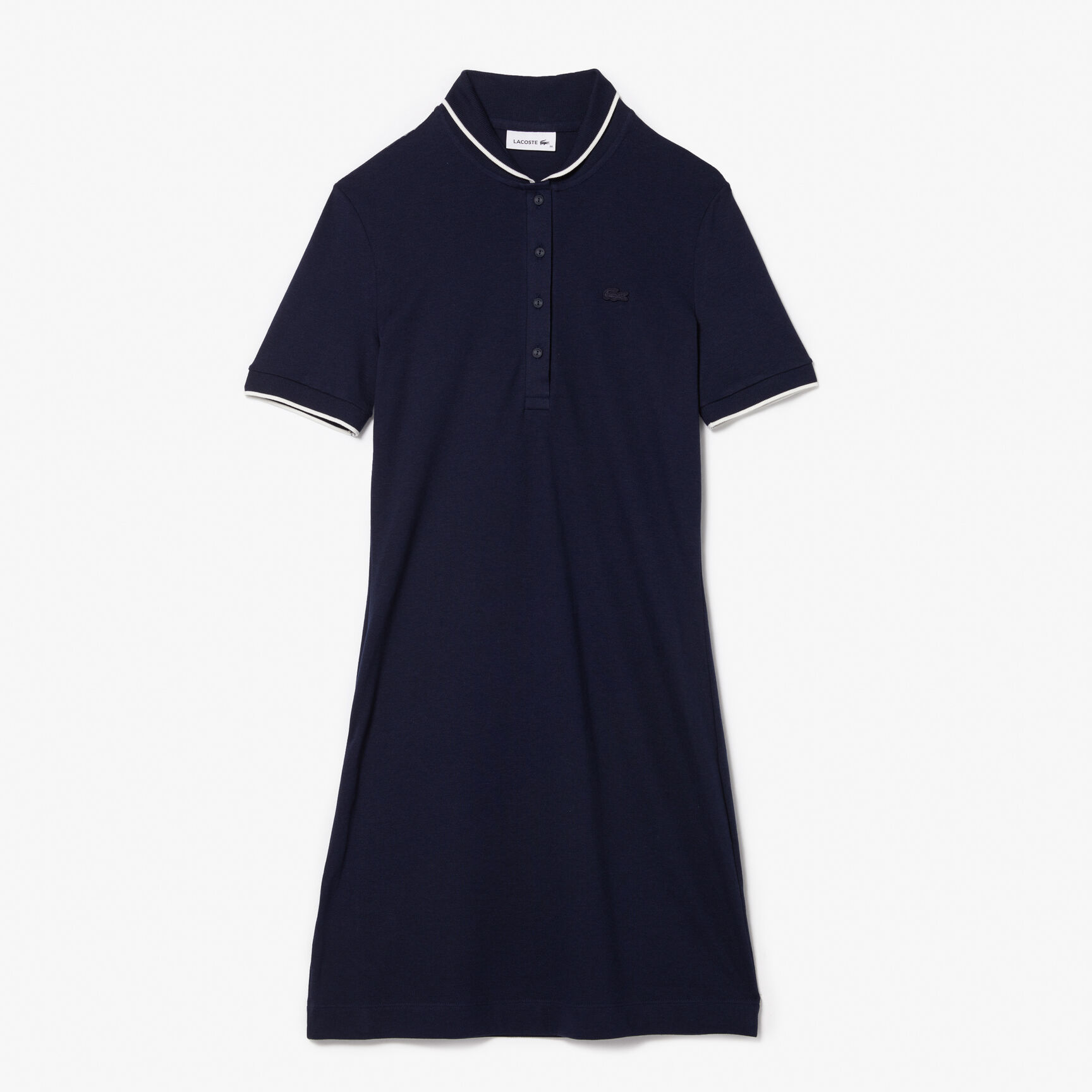 Women's Lacoste Striped Neck Flowy Polo Dress Women's Lacoste Striped Neck Flowy Polo Dress