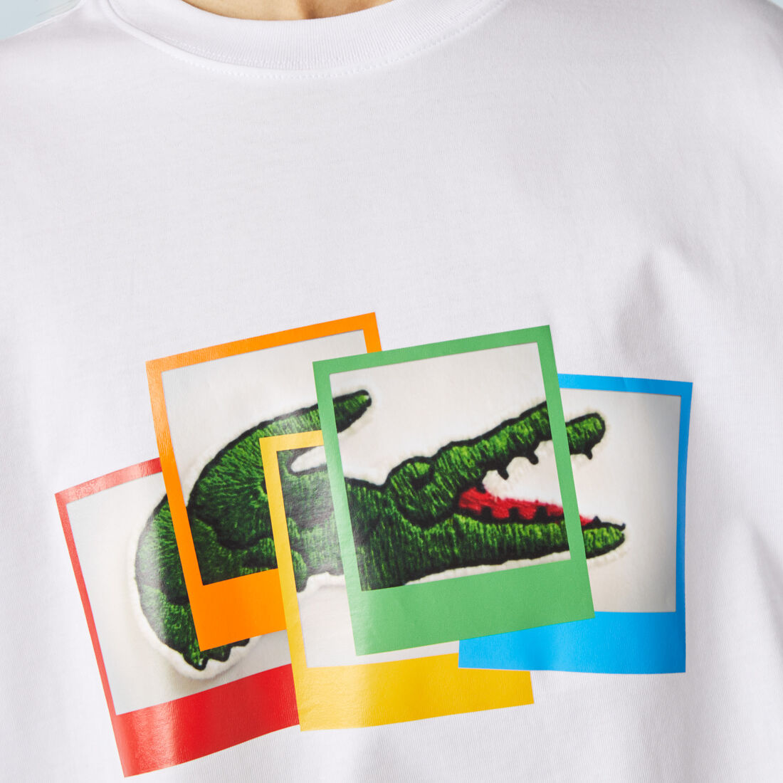 Unisex Lacoste LIVE Polaroid Collaboration Loose Fit Cotton T-shirt Unisex Lacoste LIVE Polaroid Collaboration Loose Fit Cotton T-shirt
