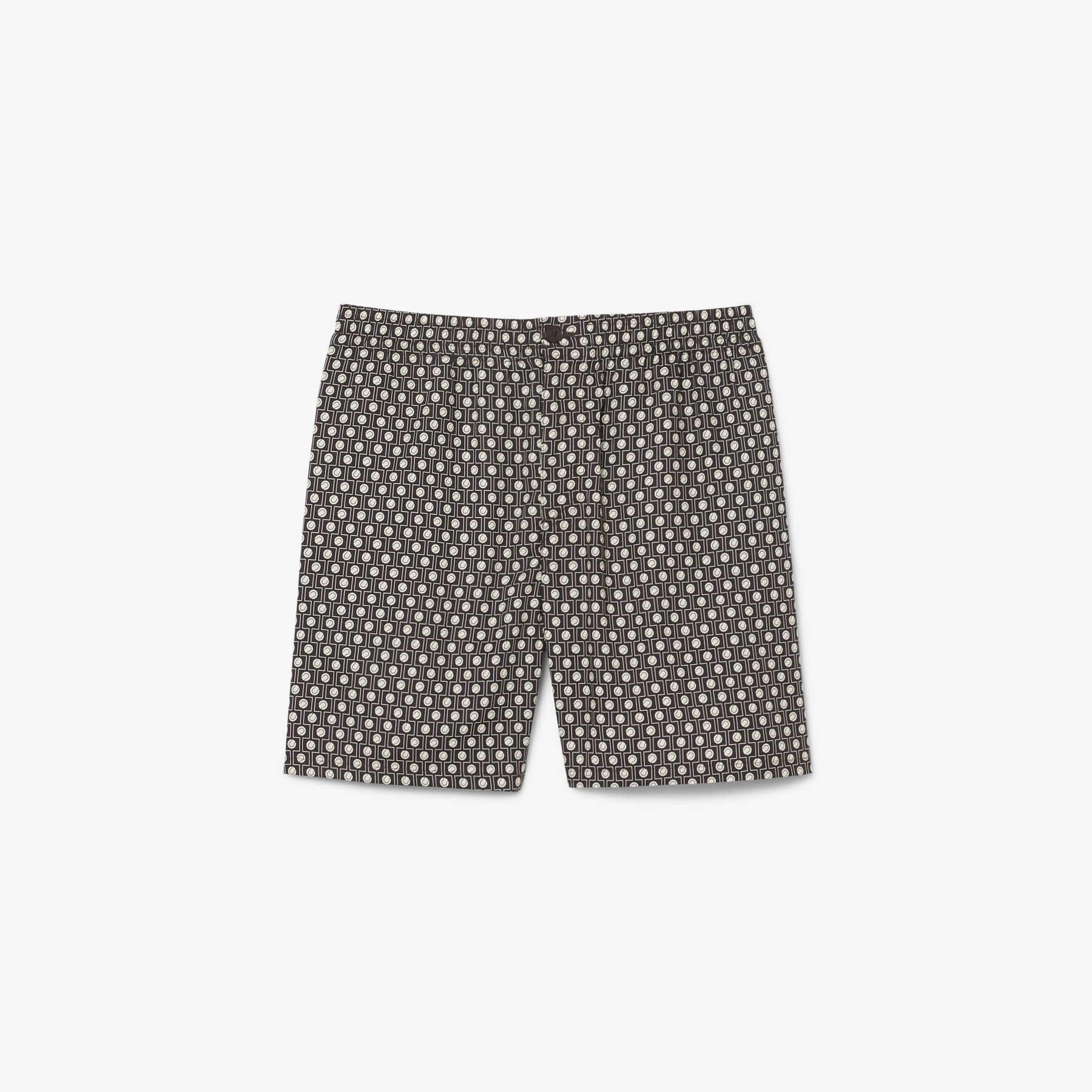 lacoste relaxed fit printed cotton blend shorts