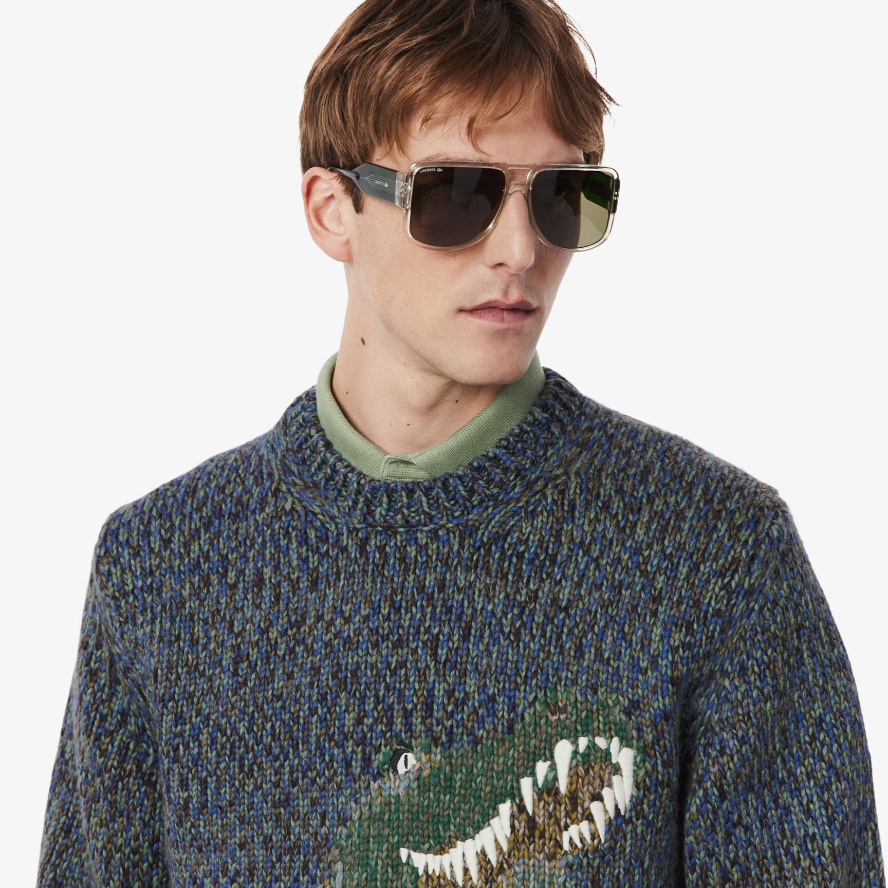 Mercerized Knit Intarsia Crocodile Sweater