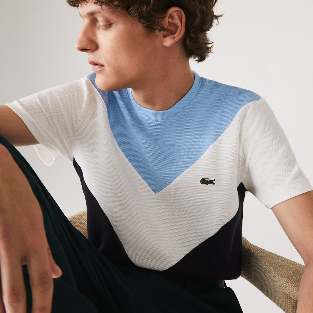 Men's Crew Neck Colourblock Cotton Piqué Blend T-shirt Men's Crew Neck Colourblock Cotton Piqué Blend T-shirt