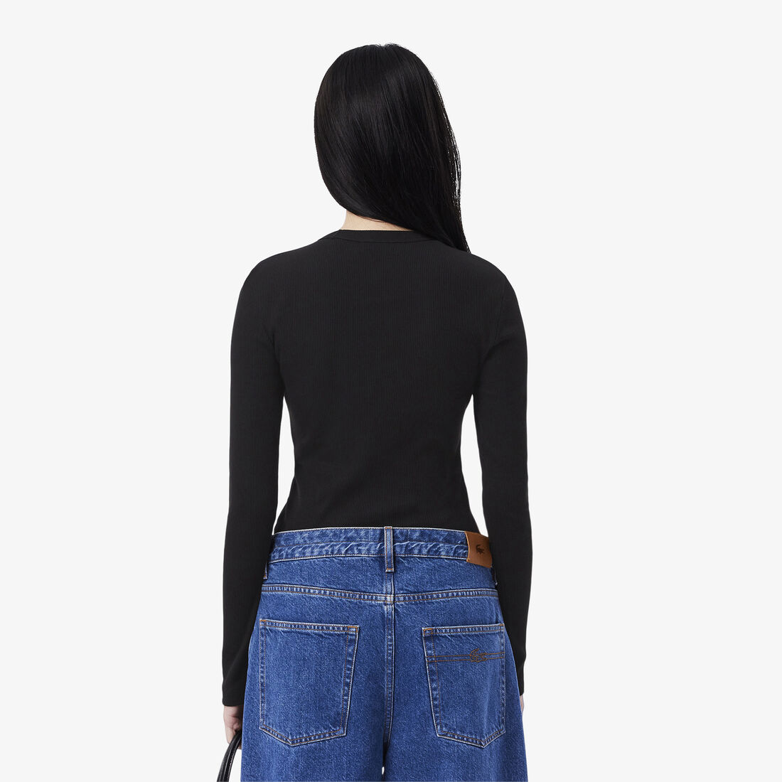 تي شيرت قطن مضلع بأكمام طويلة تي شيرت قطن مضلع بأكمام طويلة