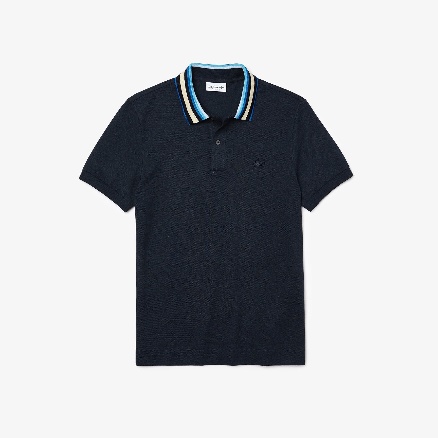 Men&rsquo;s Lacoste Regular Fit Striped Collar Cotton Piqu&eacute; Polo