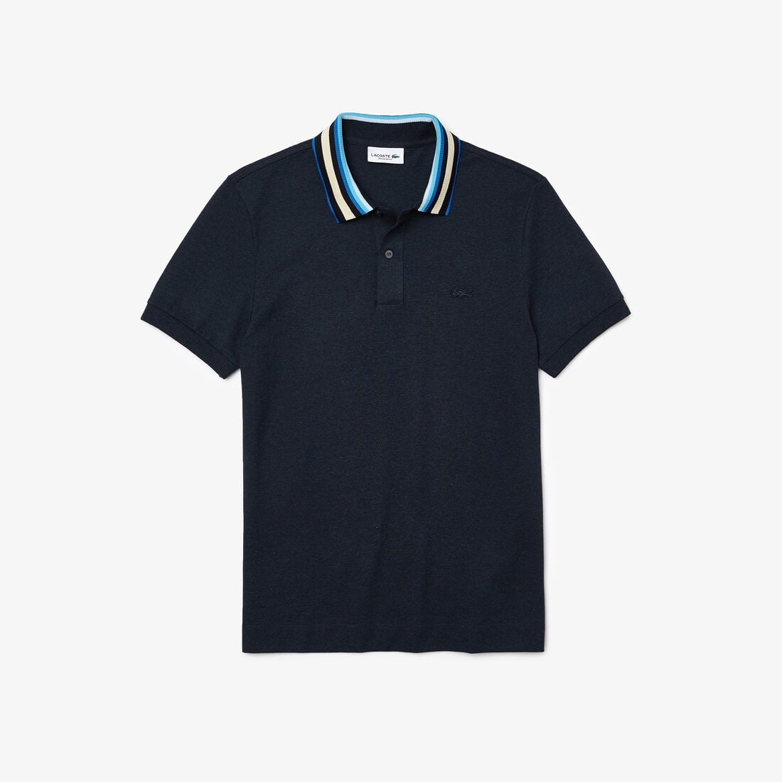 Men’s Lacoste Regular Fit Striped Collar Cotton Piqué Polo Men’s Lacoste Regular Fit Striped Collar Cotton Piqué Polo