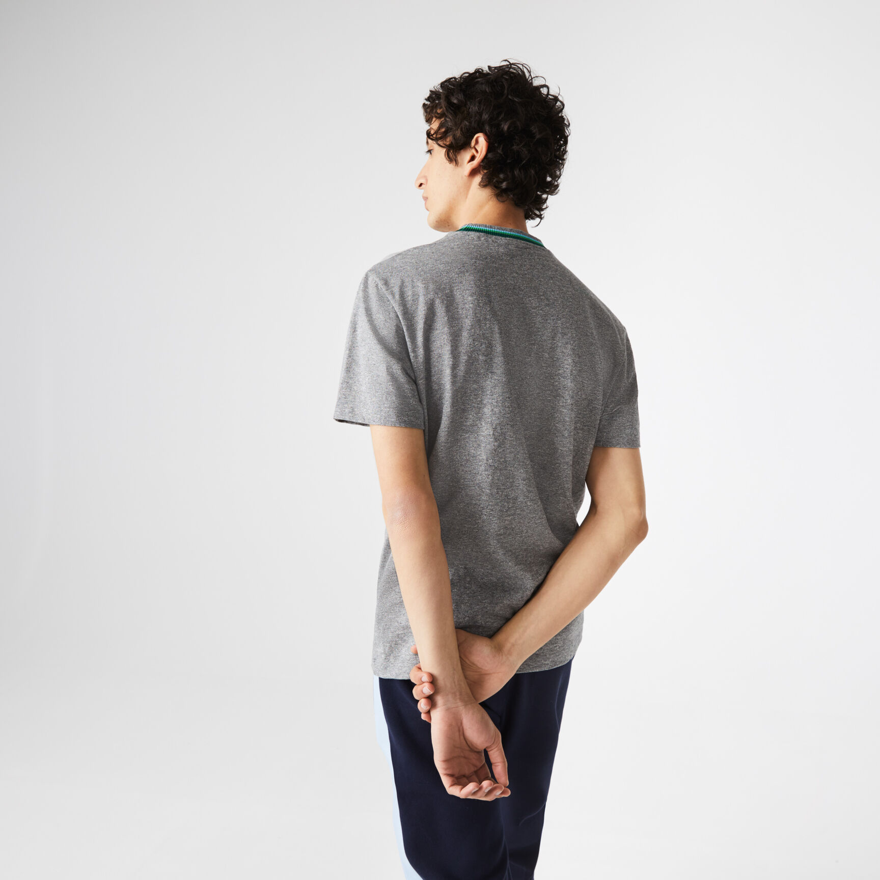 Men's Crew Neck Striped Cotton T-Shirt