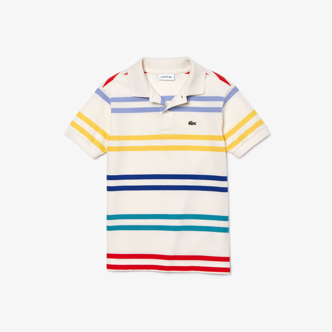قميص بولو أولادي بخطوط ملونة من Lacoste قميص بولو أولادي بخطوط ملونة من Lacoste