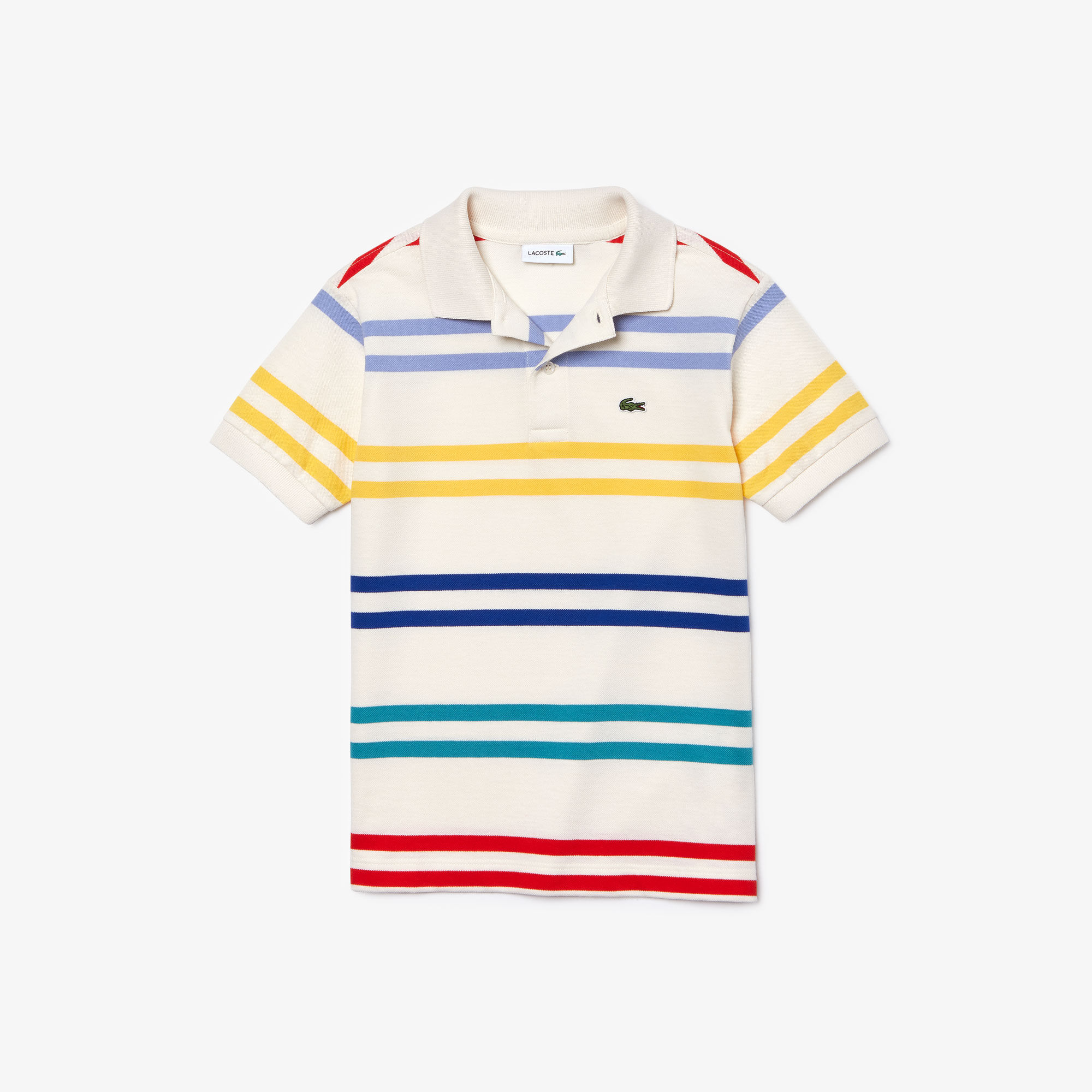 قميص بولو أولادي بخطوط ملونة من Lacoste قميص بولو أولادي بخطوط ملونة من Lacoste