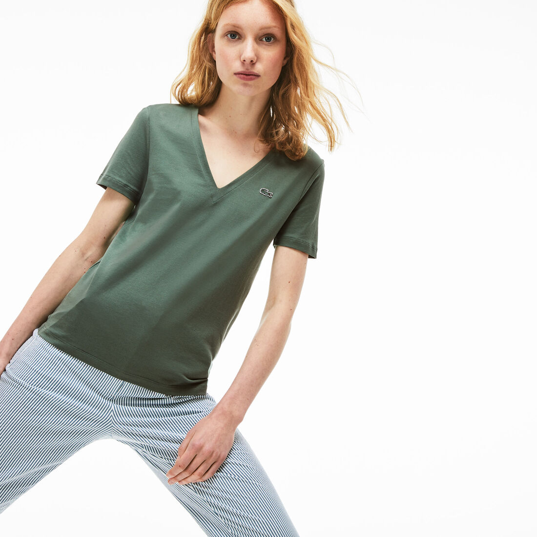 Women's Slim Fit V-Neck Cotton Jersey T-shirt