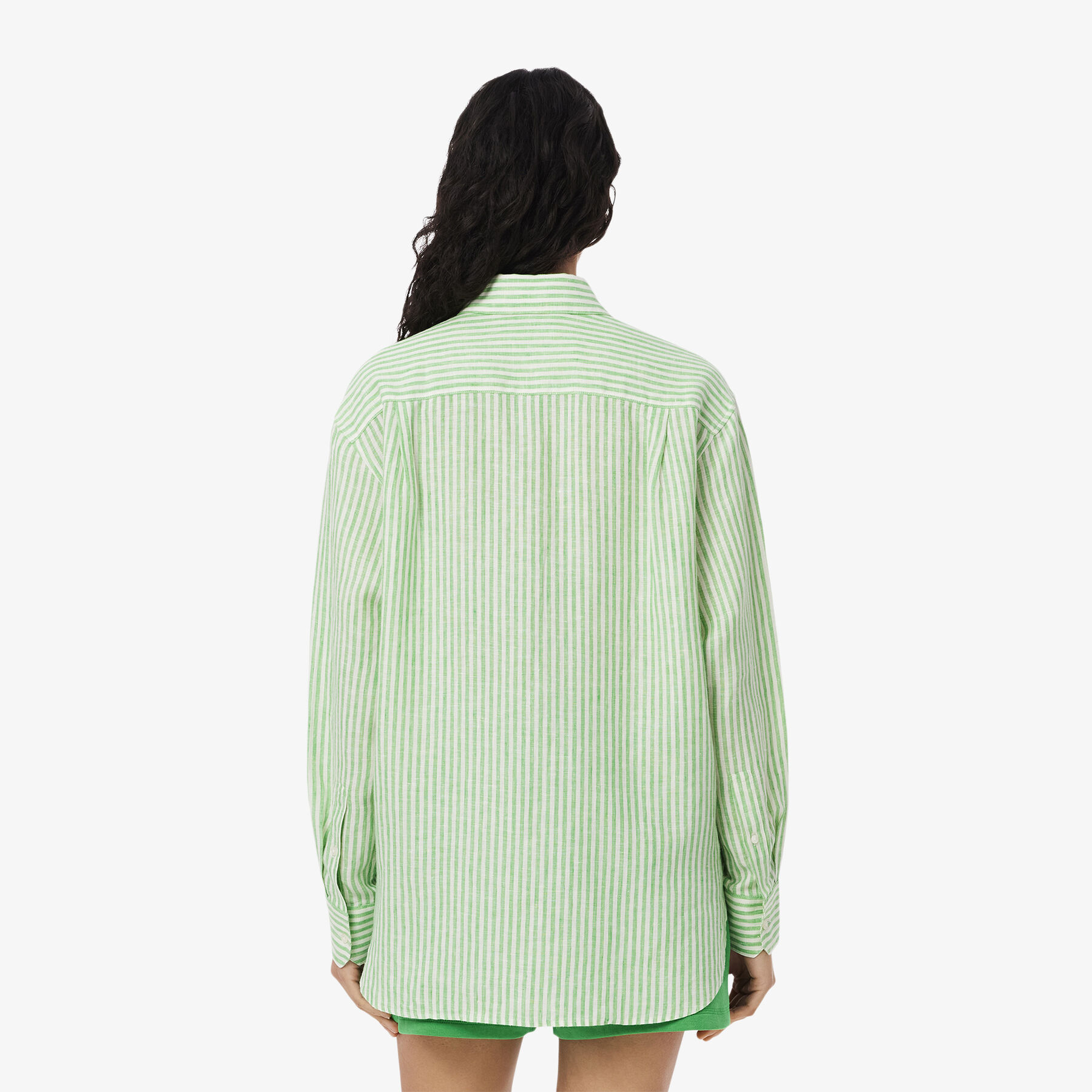lacoste oversized striped linen shirt
