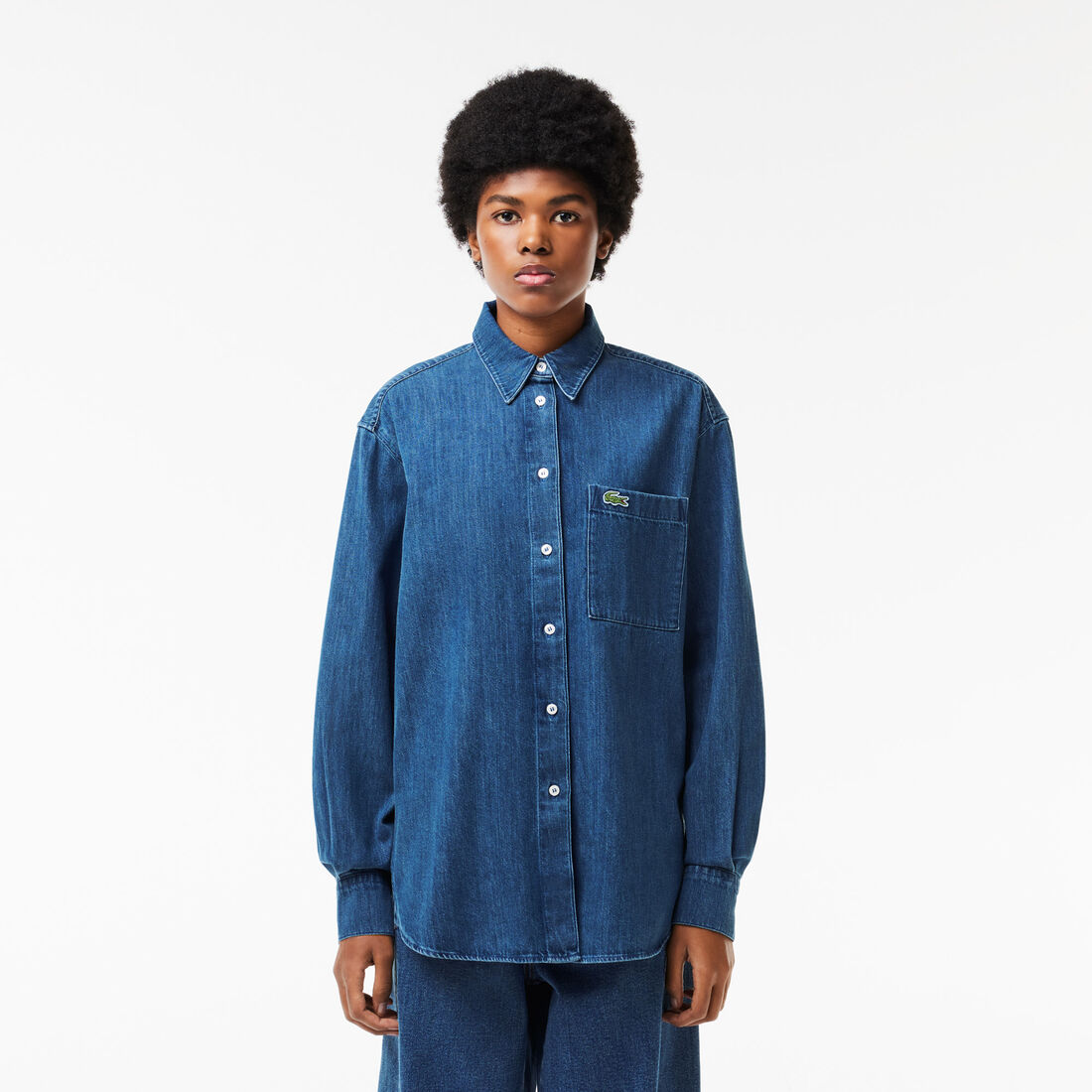 Women's Lacoste Oversized Cotton Denim Shirt