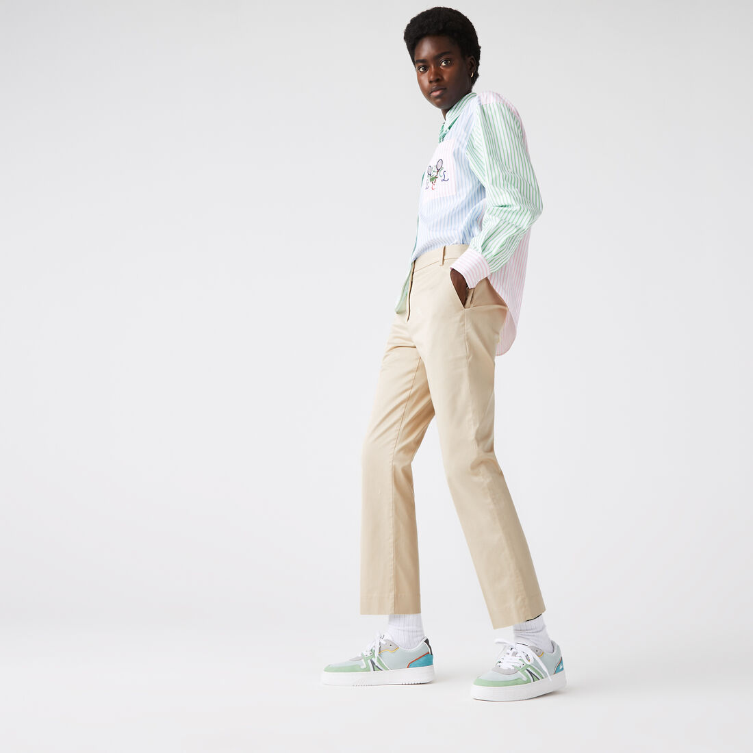 بنطال كلاسيكي جديد قطن مطاطي بقصة ضيقة للنساء بنطال كلاسيكي جديد قطن مطاطي بقصة ضيقة للنساء