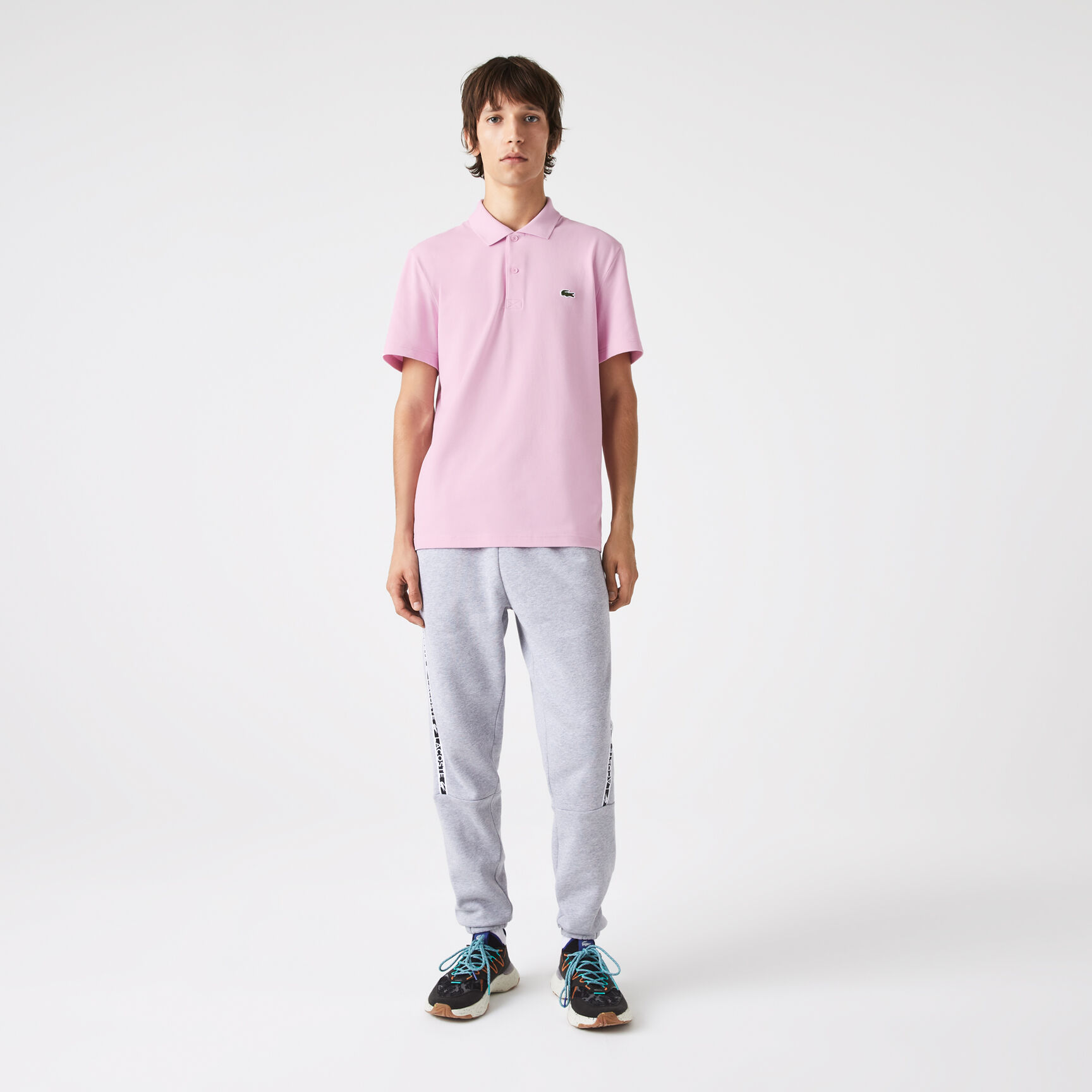 تيشيرت بولو لاكوست قطن عضوي مطاطي بقصة عادية للرجال