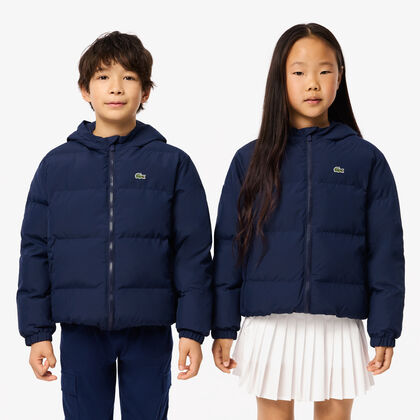 Hooded Puffer Jacket With Crocodile At The Back