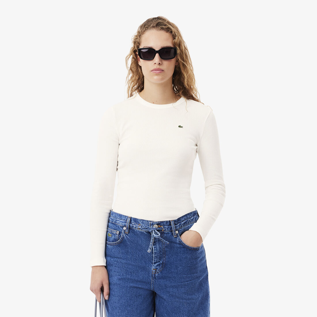 Long Sleeved Ribbed Cotton T-shirt