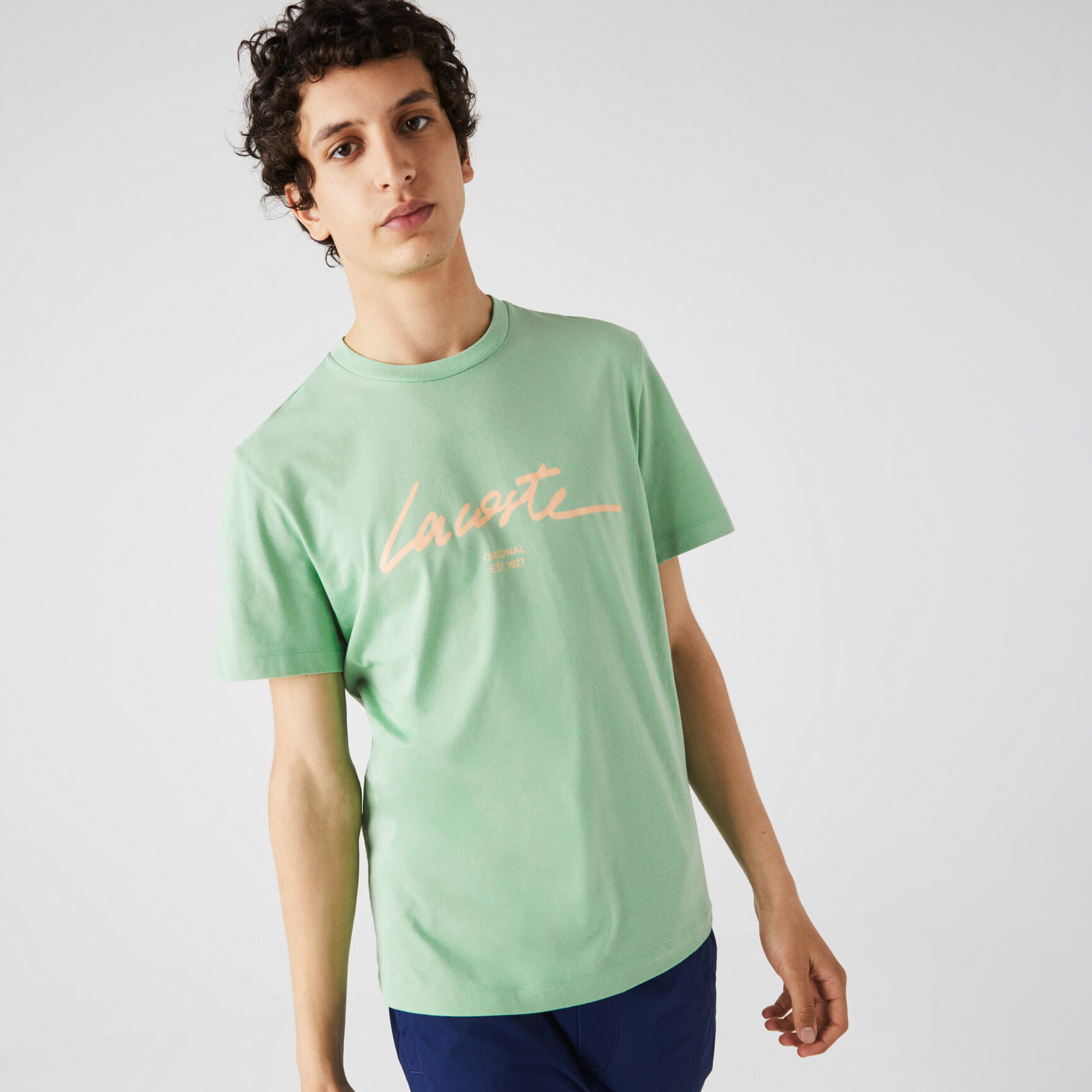 Men&rsquo;s Crew Neck Print Lettering Cotton T-shirt