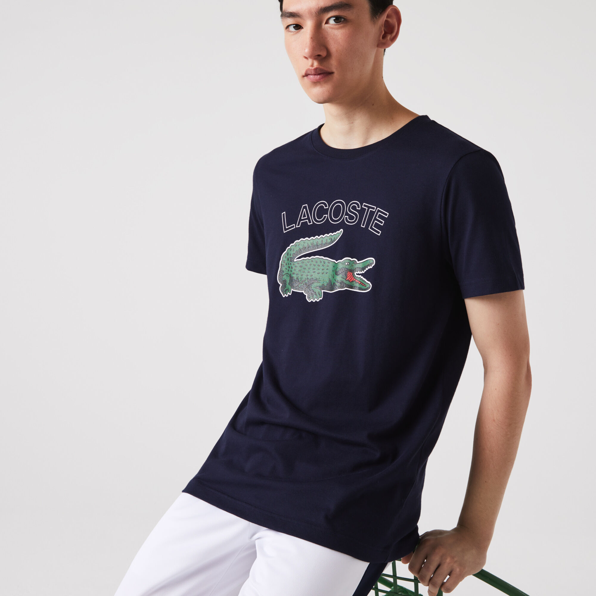 Men s Lacoste Sport Crocodile Print Jersey T shirt