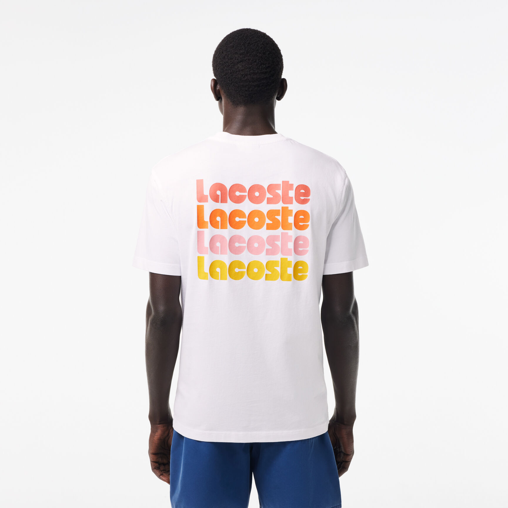 Washed Effect Ombr&eacute; Lacoste Print T-shirt