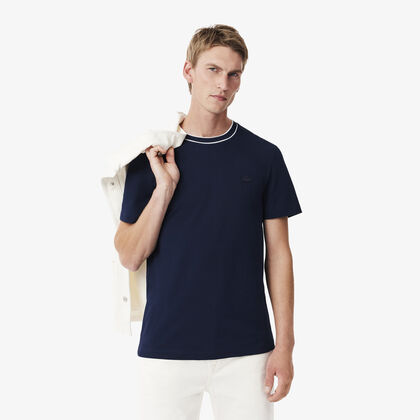 Stretch Pique Stripe Collar T-shirt