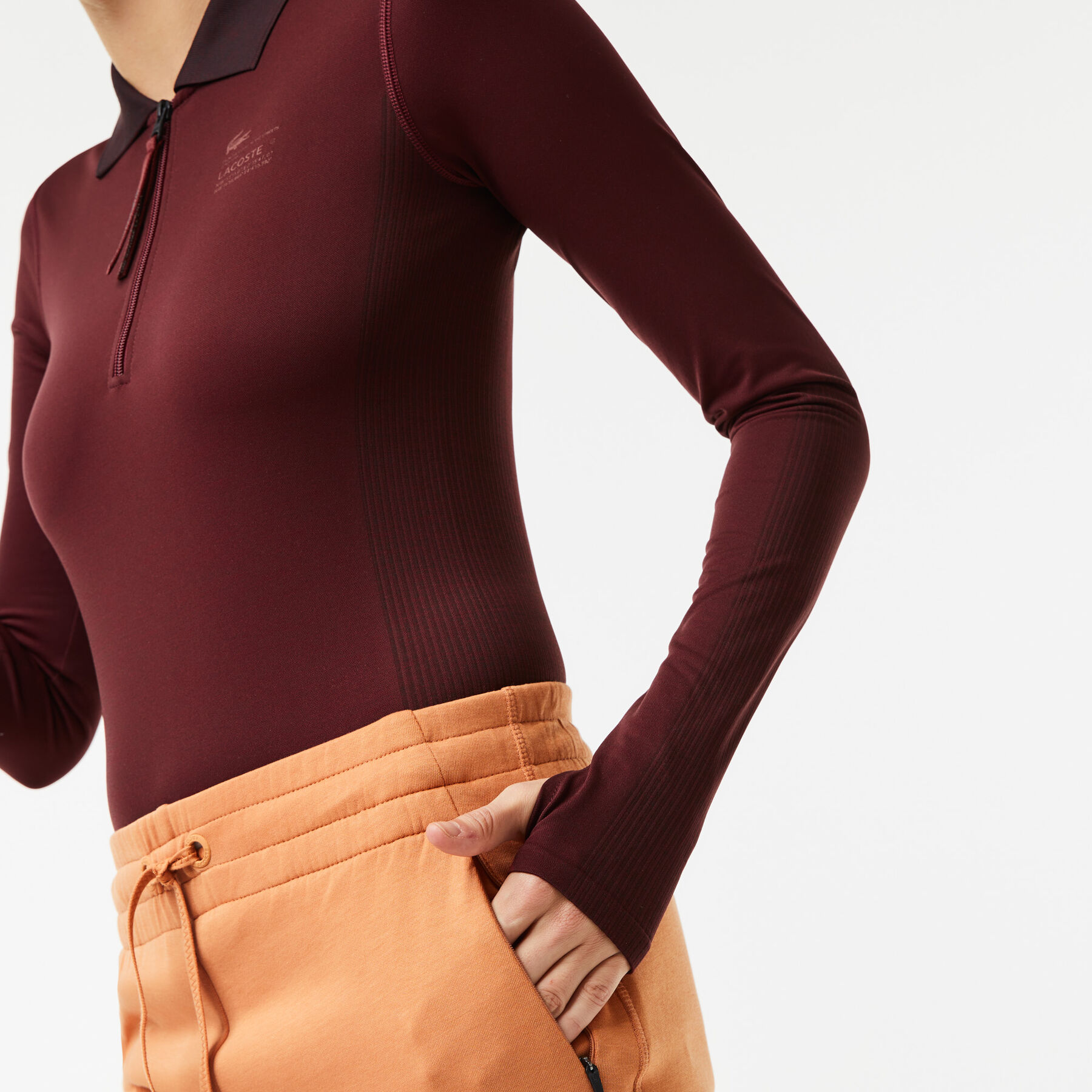 women s lacoste zip collar bodysuit
