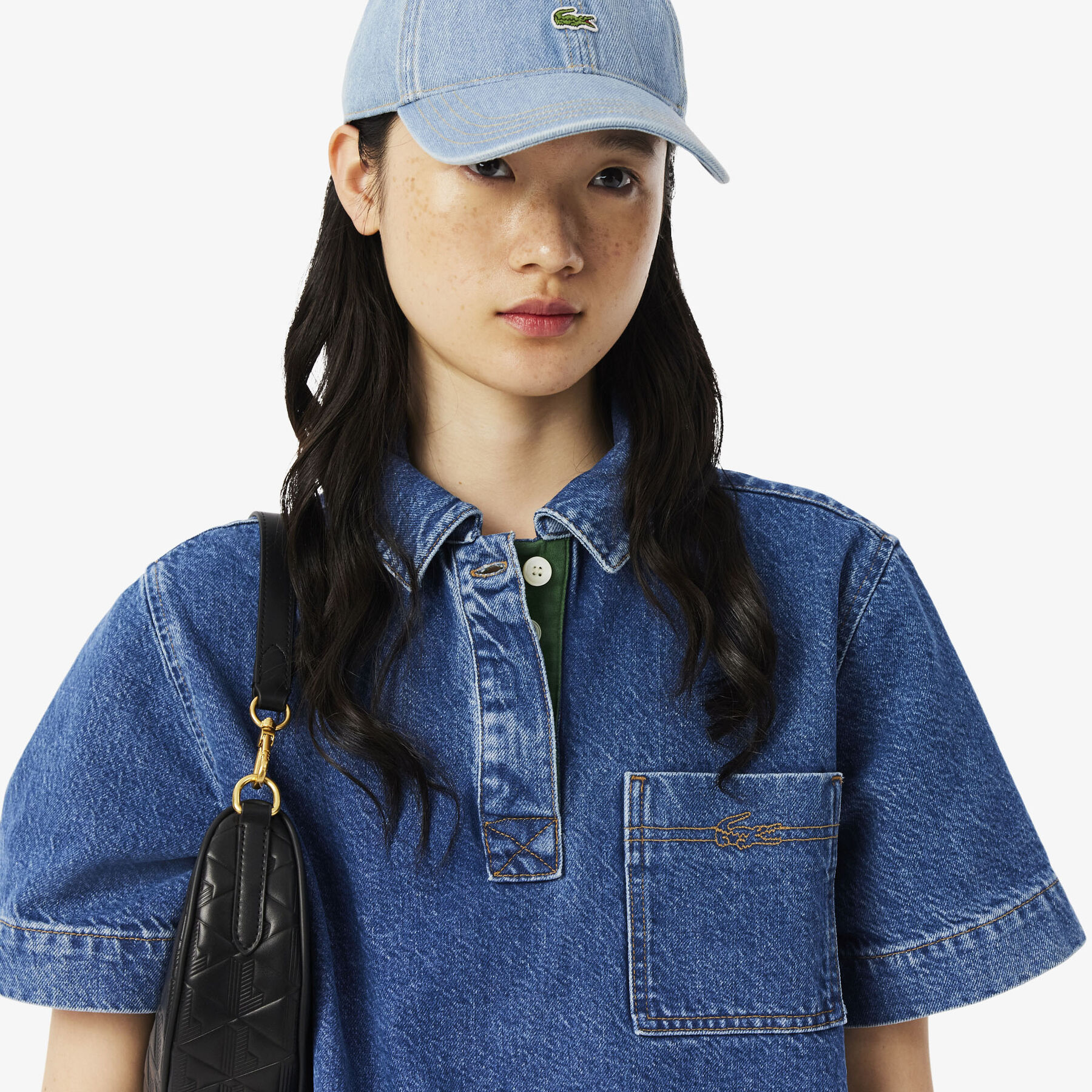 lacoste oversized cotton denim dress