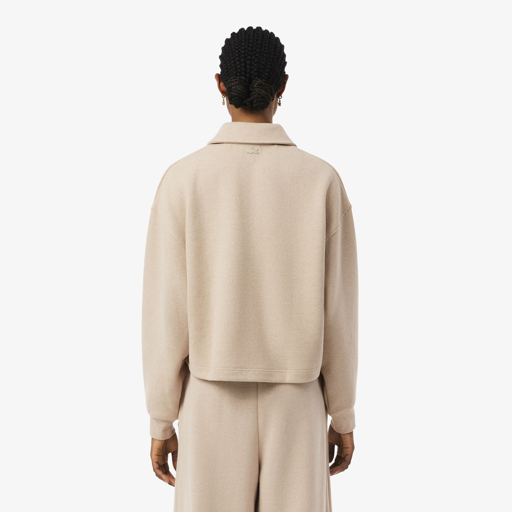 كنزة بولو مضلعة كبيرة الحجم