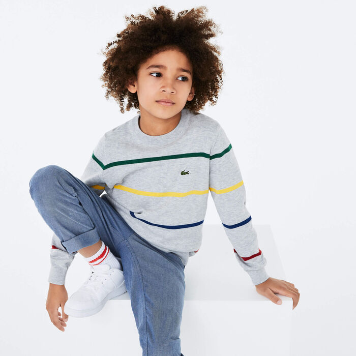 Boys' Coloured Stripe Cotton Blend Sweater