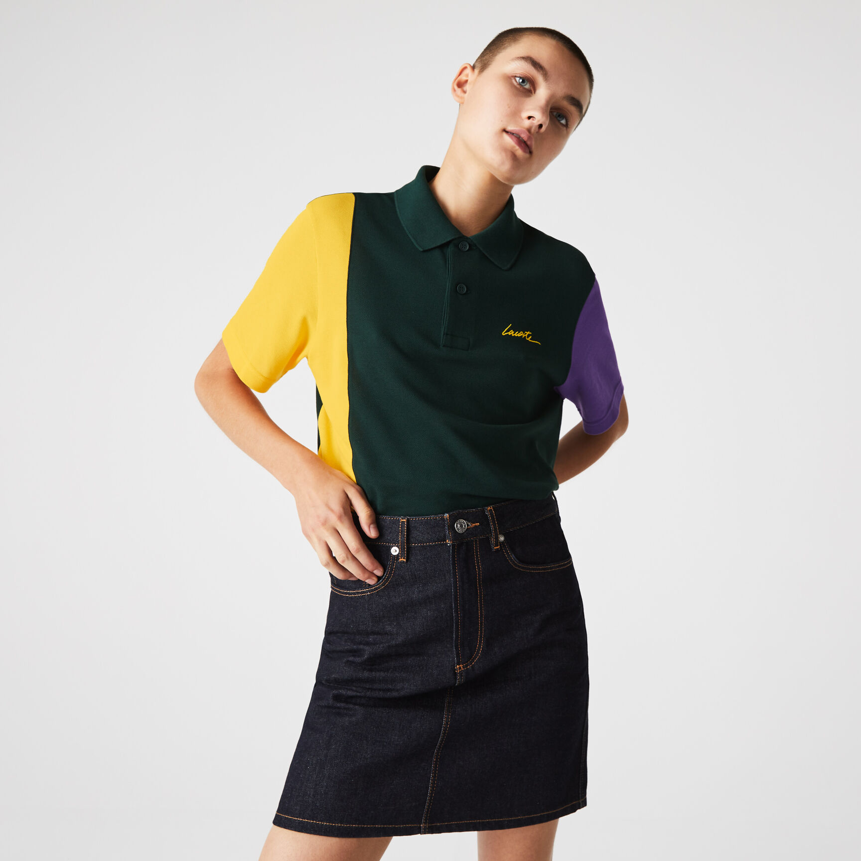 Unisex Lacoste L!VE Loose Fit Colorblock Cotton Piqu&eacute; Polo