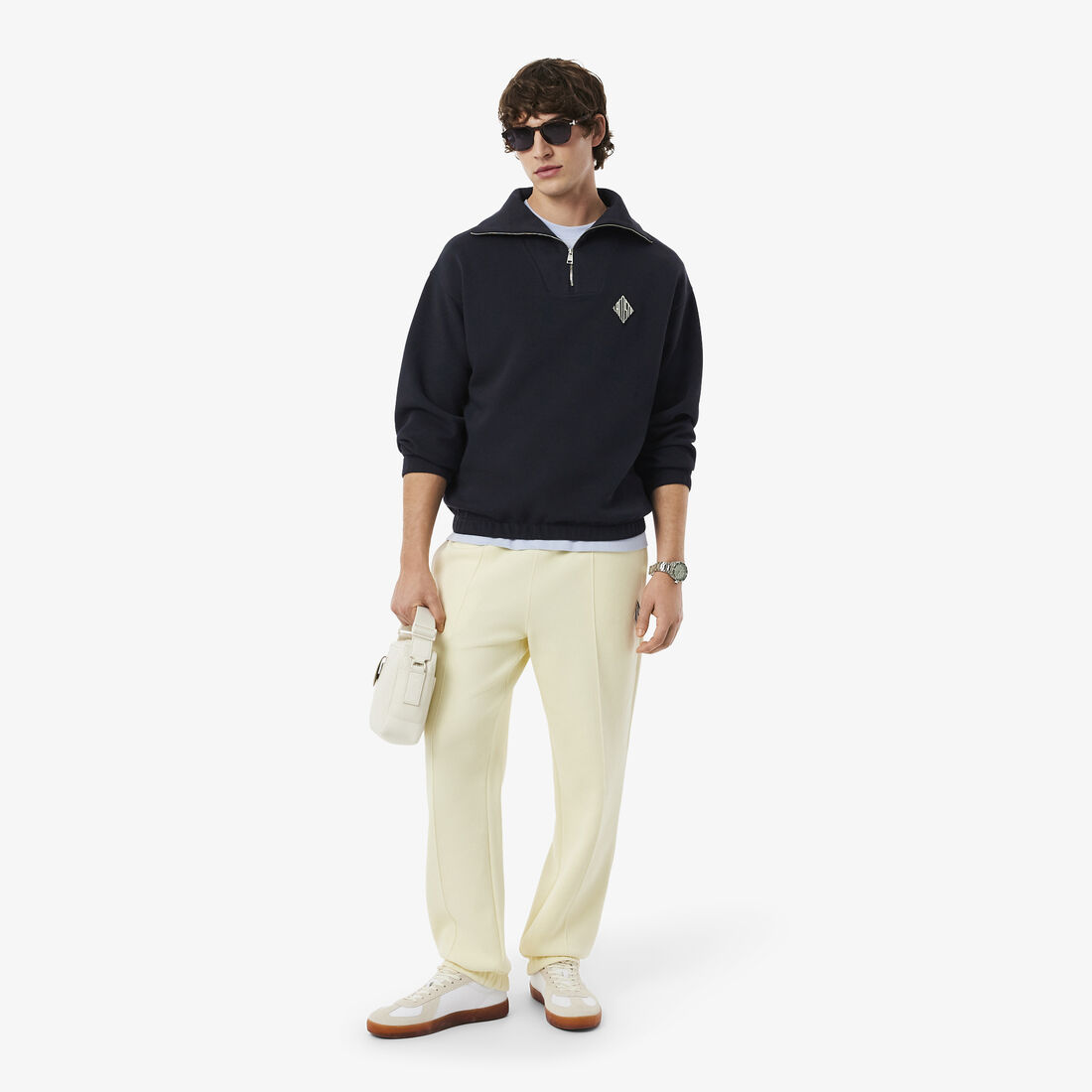 Loose Fit Zipped Neck Pique Sweatshirt Loose Fit Zipped Neck Pique Sweatshirt