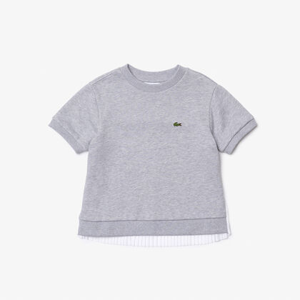 Girls' Lacoste Pleated Back Cotton Fleece T-shirt