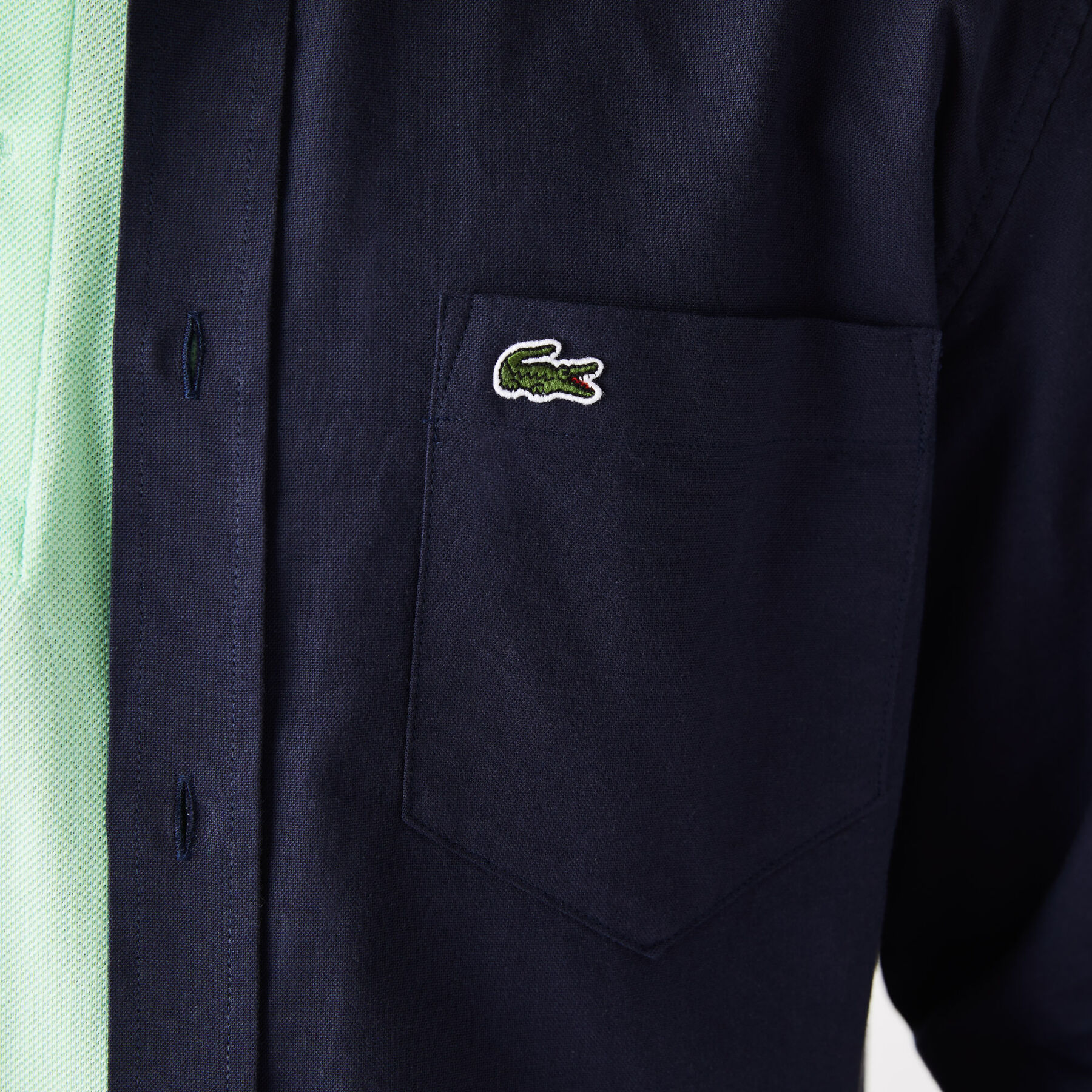 men s lacoste buttoned collar oxford cotton shirt