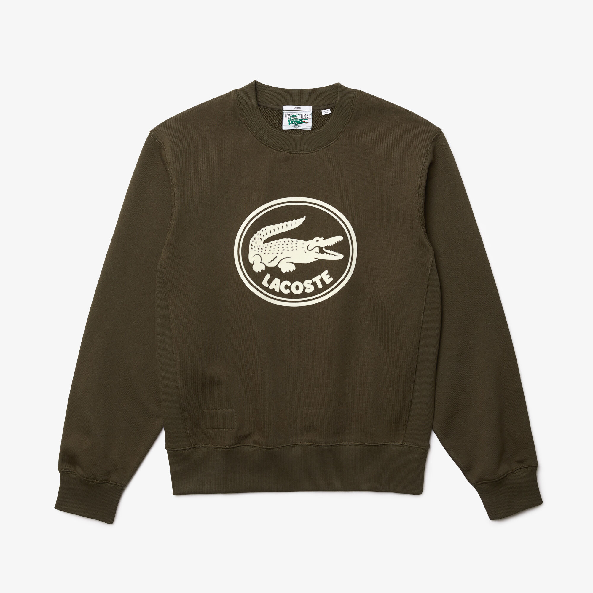 Unisex 3D Logo Organic Cotton Fleece Sweatshirt, Grey | LACOSTE EG