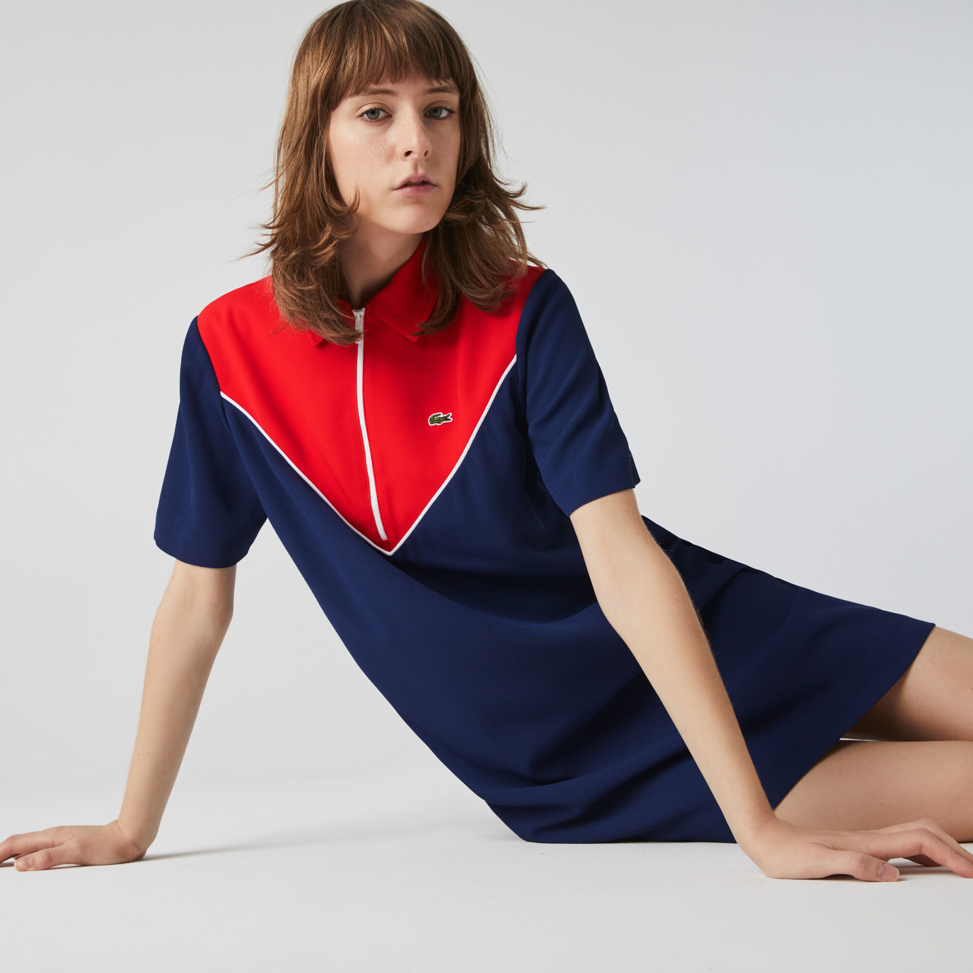 Buy Women's Flowy Zip Collar Colorblock Polo Dress | Lacoste EG